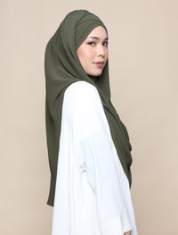 Khadijah Turban Chiffon Crinkle - Army Green