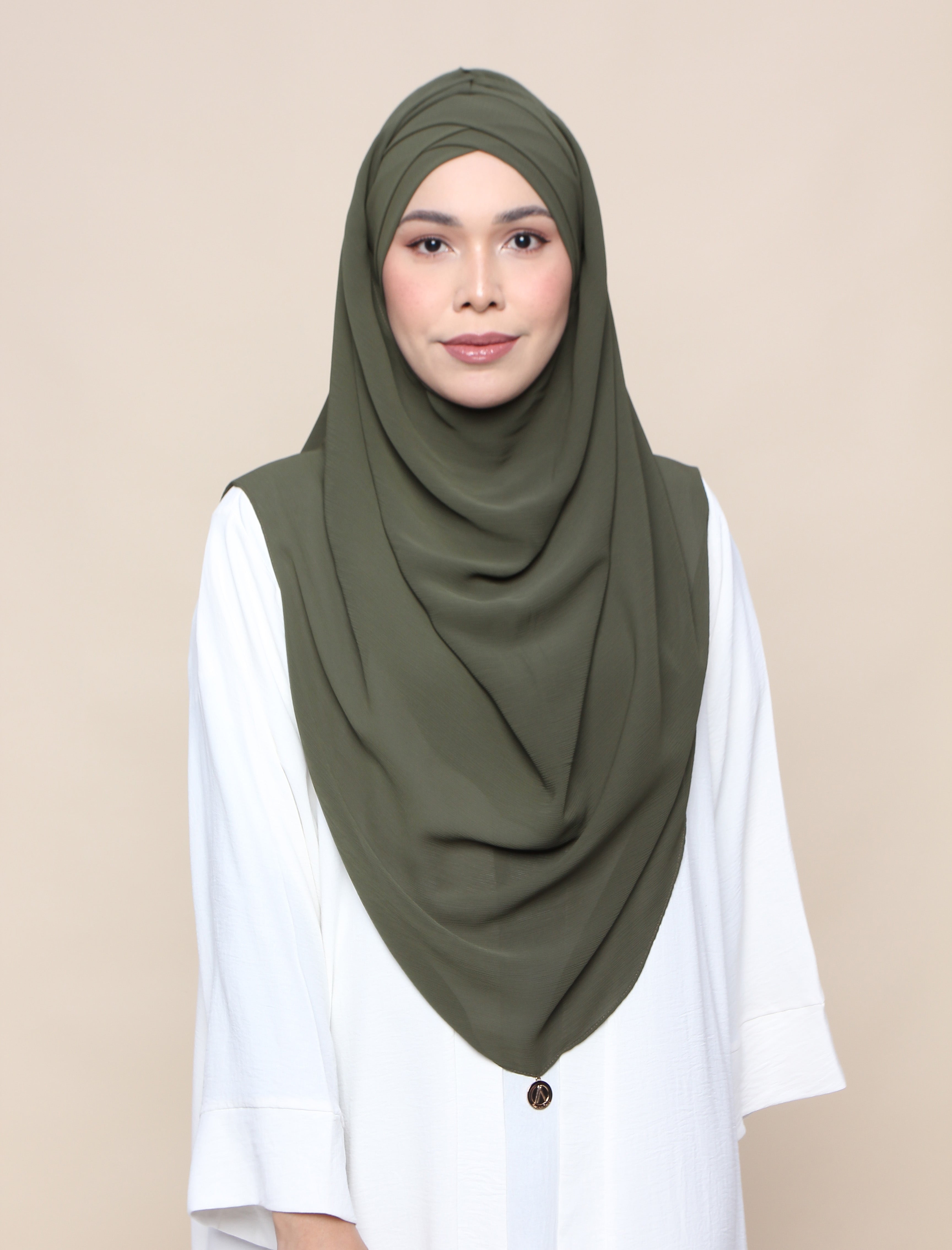 Khadijah Turban Chiffon Crinkle - Army Green
