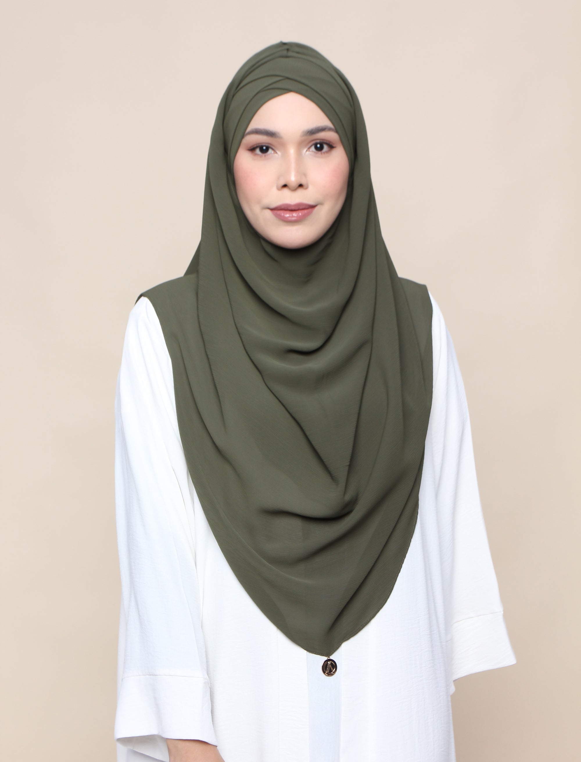 Khadijah Turban Chiffon Crinkle - Army Green