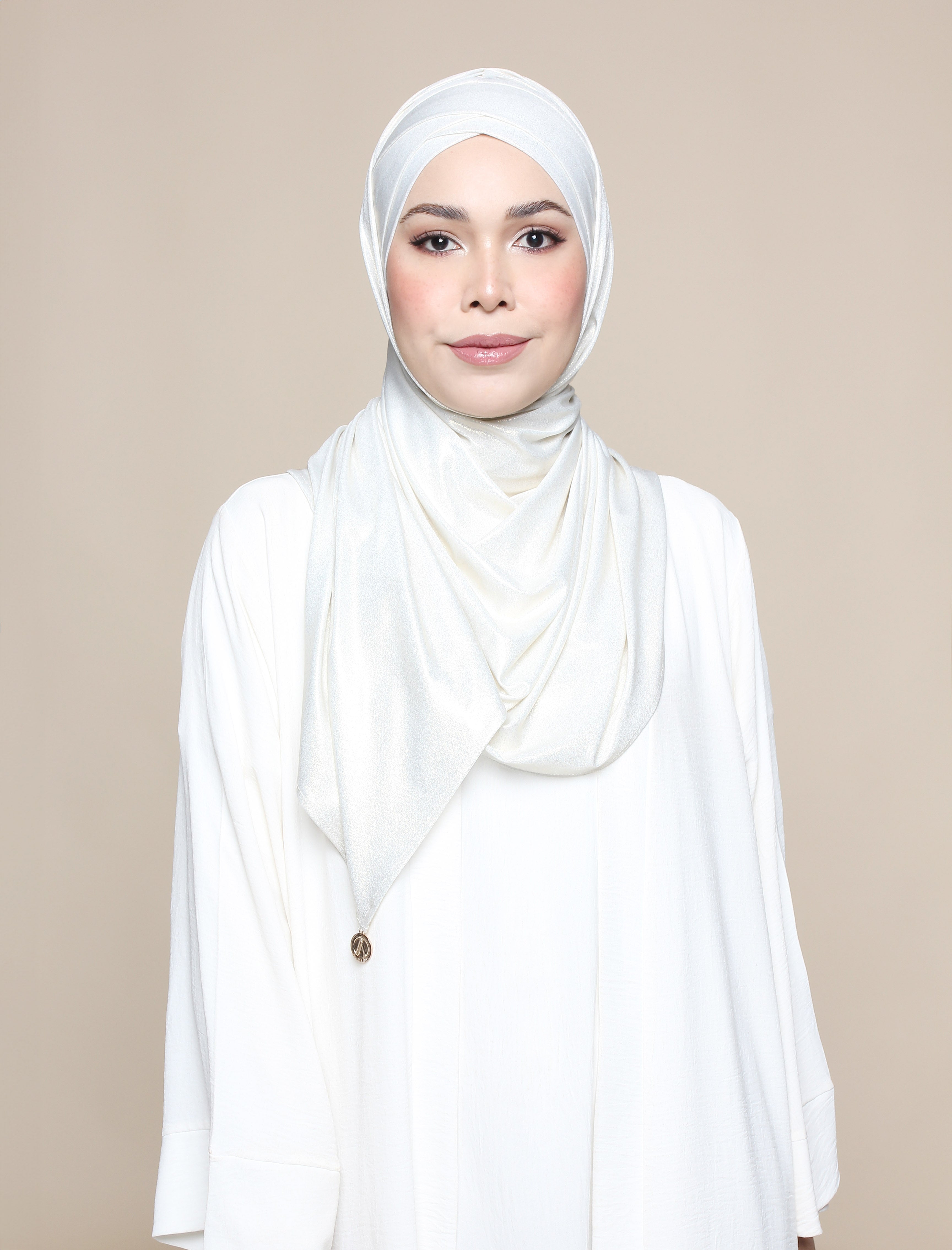 Glitter Jersey Lux Turban Shawl - Ivory Gold