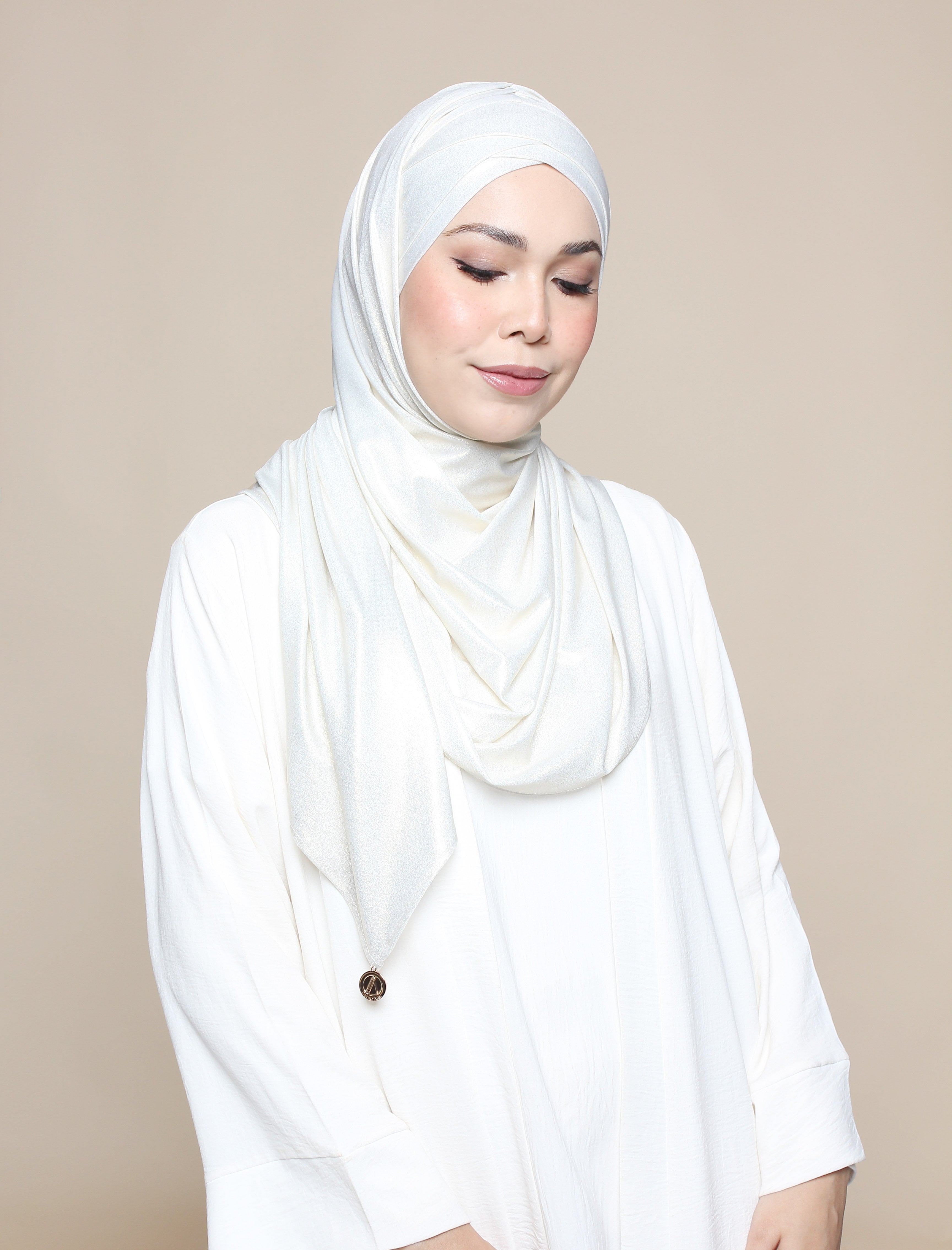Glitter Jersey Lux Turban Shawl - Ivory Gold