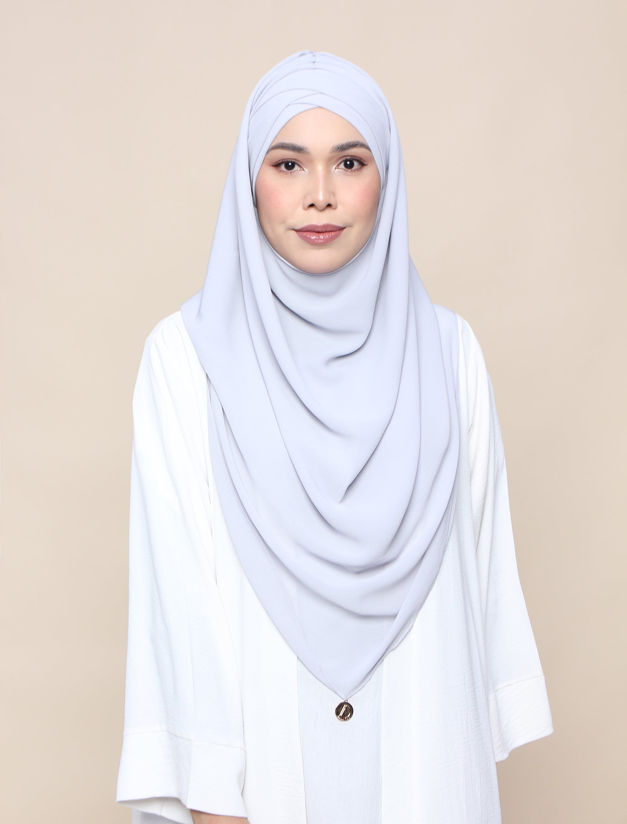 Khadijah Turban Chiffon Crinkle - Light Grey