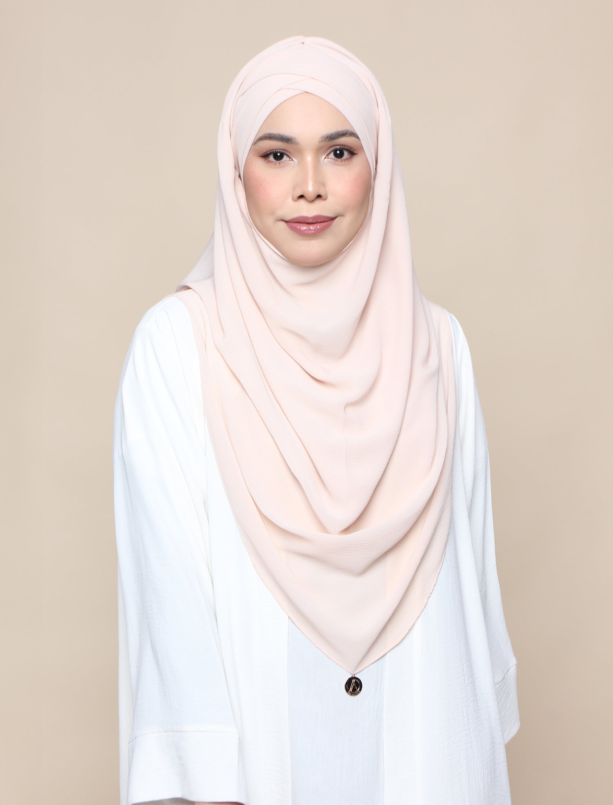 Khadijah Turban Chiffon Crinkle - Soft Peach