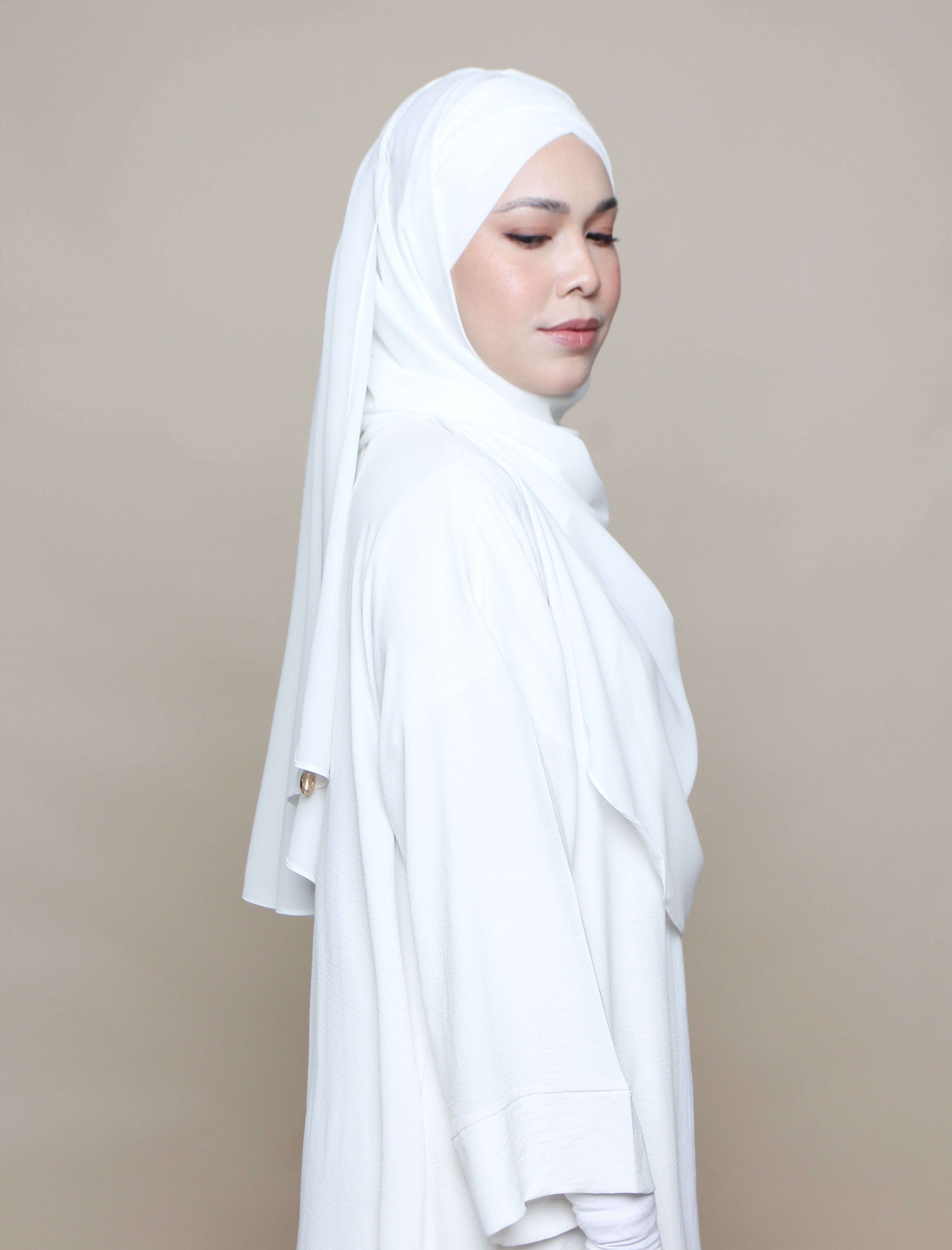 Soft Chiffon Lux Turban Shawl - White