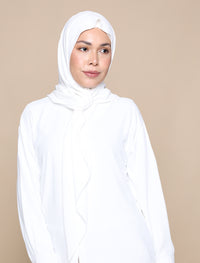 Soft Crepe Tri Scarf - White