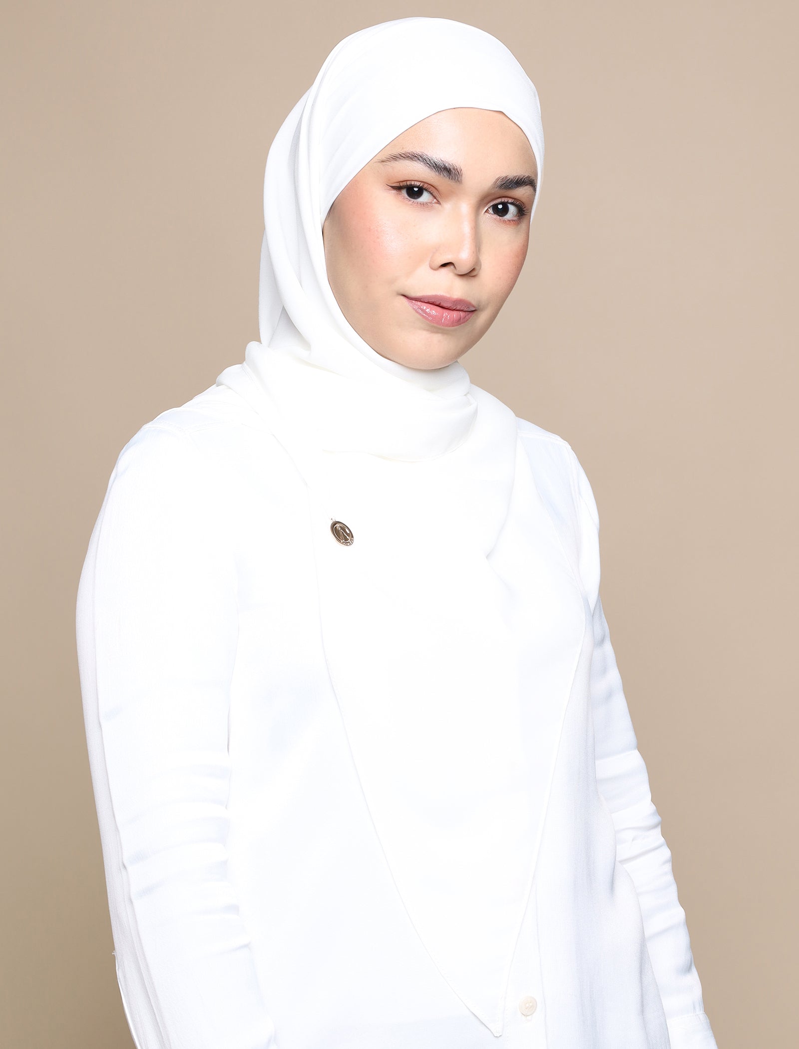 Korean Chiffon Tri Lux Square - White