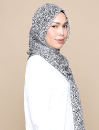 White Noise Crepe Chiffon Curved Shawl