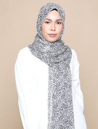 White Noise Crepe Chiffon Curved Shawl