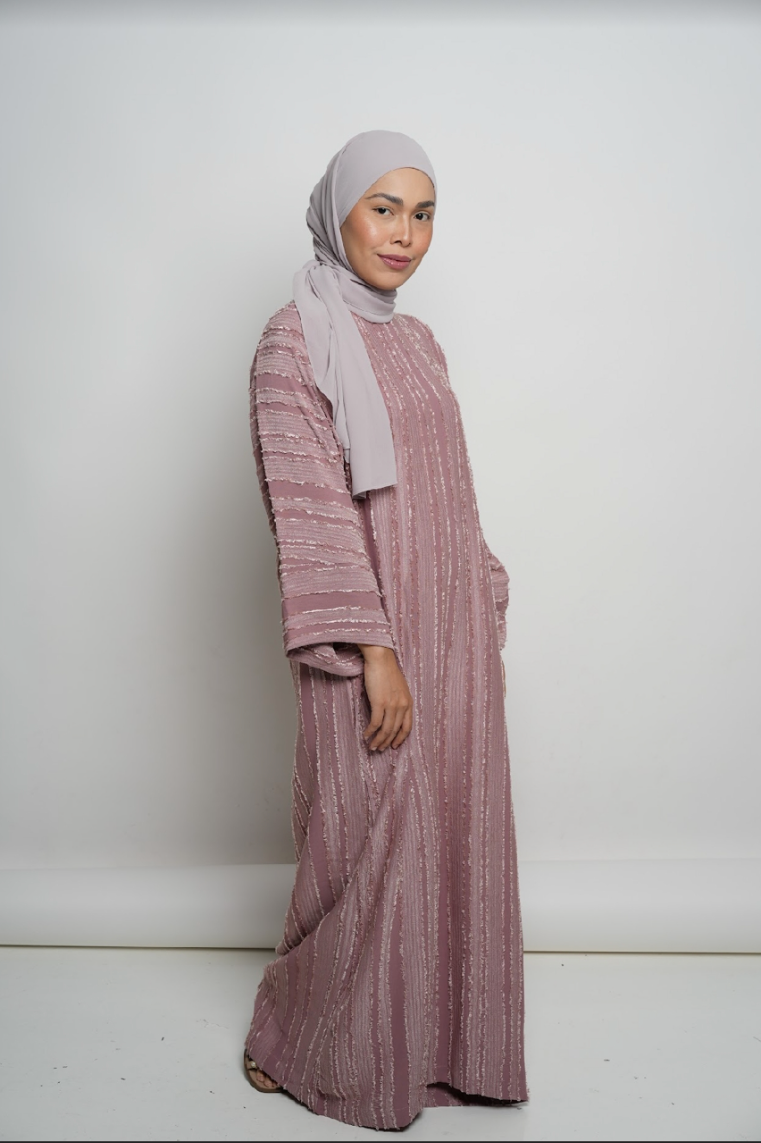 Frayed Panel Long Dress - Magenta