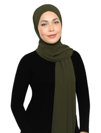 Lux Square Chiffon Shawl - Moss Green