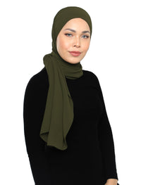 Lux Square Chiffon Shawl - Moss Green