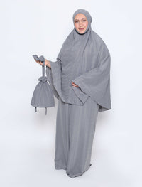 Crepe Telekung Set - Grey