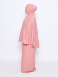 Crepe Telekung Set - Coral