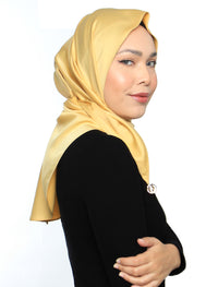 Tri Silky Satin Scarf - Gold Wheat