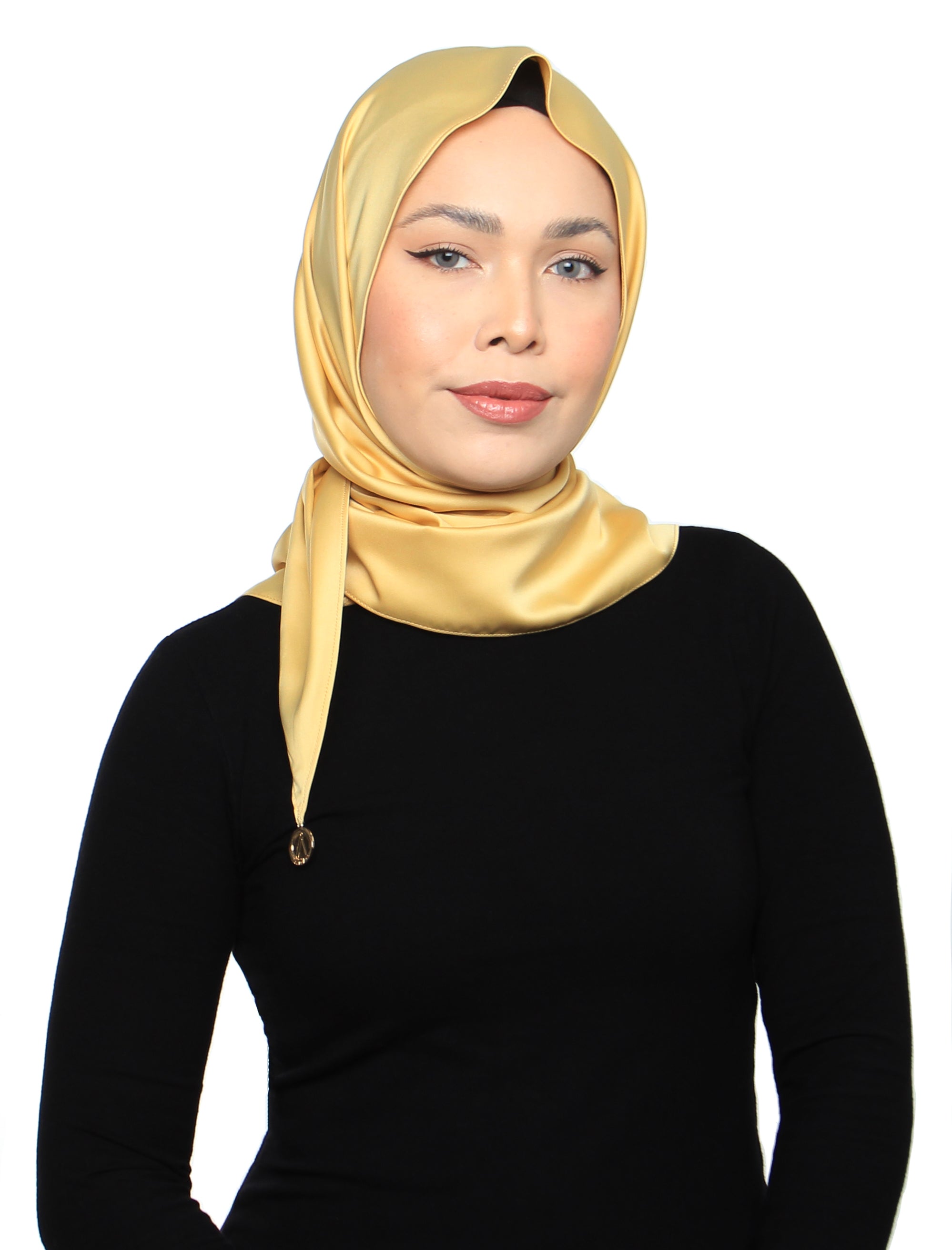 Tri Silky Satin Scarf - Gold Wheat