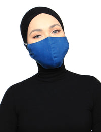 Organic Cotton Voile 3 Ply Face Mask - Blue