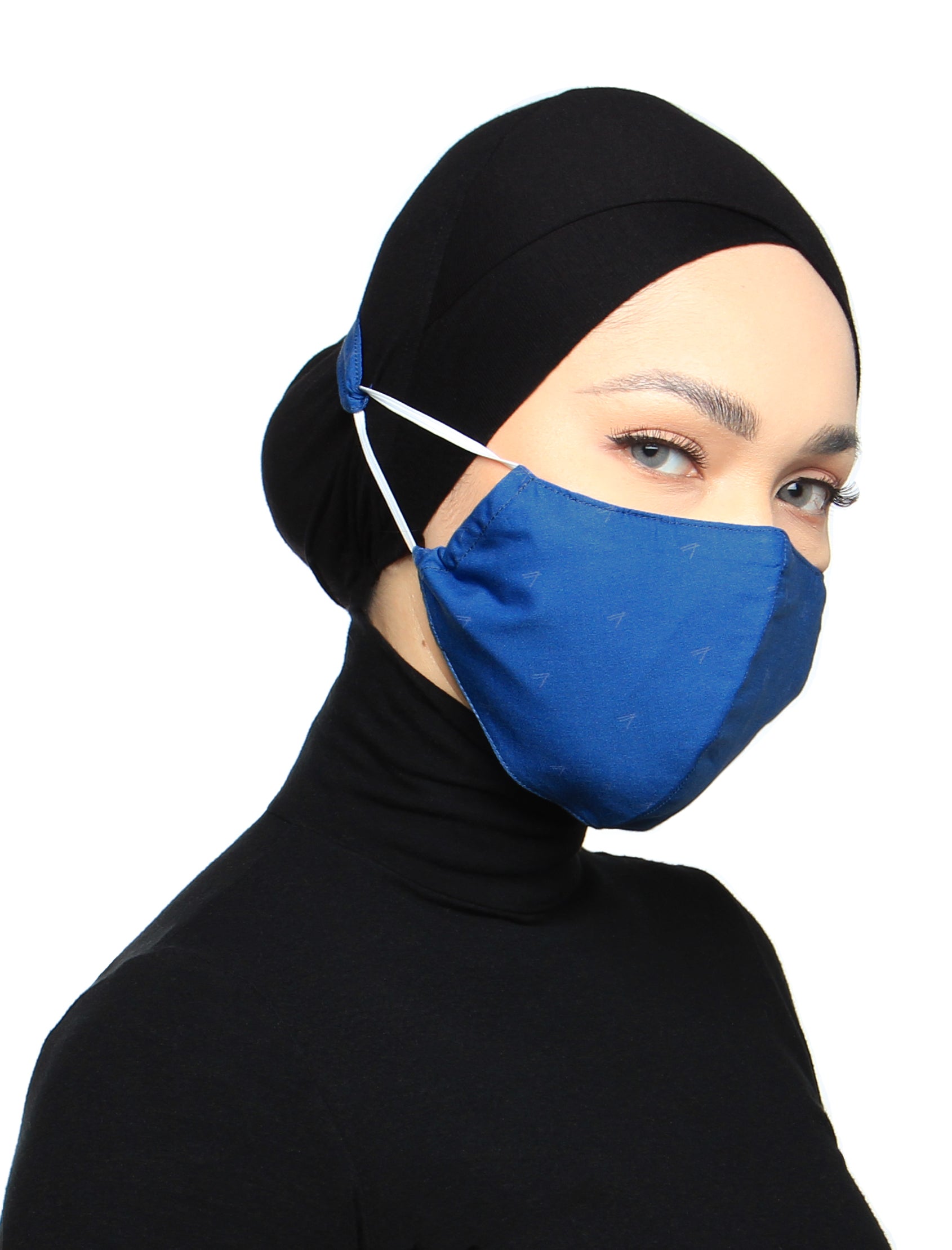 Organic Cotton Voile 3 Ply Face Mask - Blue