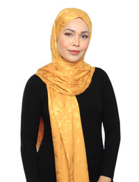 Lux Square Burn Out Floral Satin Shawl - Sunflower