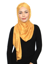 Lux Turban Burn Out Floral Satin Shawl - Sunflower