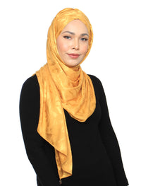Lux Turban Burn Out Floral Satin Shawl - Sunflower