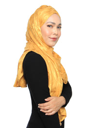 Lux Turban Burn Out Floral Satin Shawl - Sunflower