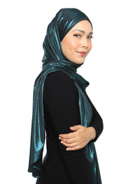 Lux Square Metallic Jersey Shawl - Mermaid Green