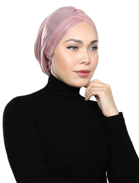 Pleated Metallic Turban - Ballet Pink