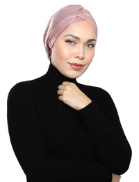 Pleated Metallic Turban - Ballet Pink
