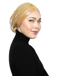Pleated Metallic Turban - Blonde