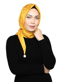 Plaid Silky Satin Tri Scarf - Sunshine Gold