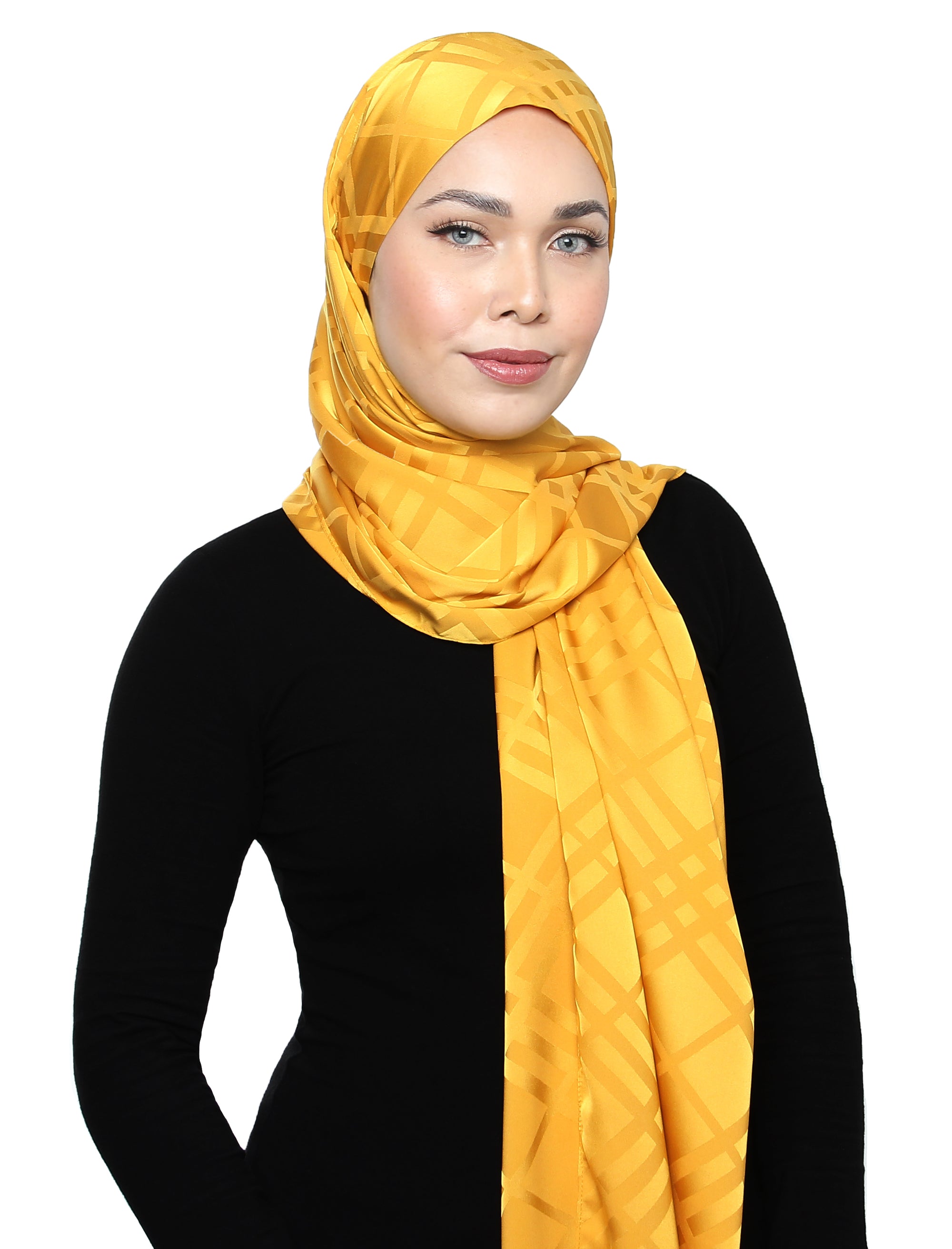 Lux Square Plaid Silky Satin - Sunshine Gold