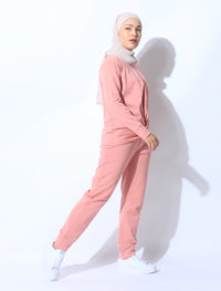 Twist Front Sweatshirt & Jogger Set - Blush