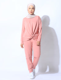 Twist Front Sweatshirt & Jogger Set - Blush