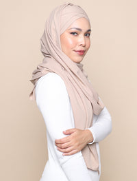 Lux Turban Patterned Crepe Shawl - Beige