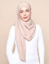 Lux Turban Patterned Crepe Shawl - Beige
