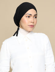 V Bonnet Soft Jersey Underscarf - Black