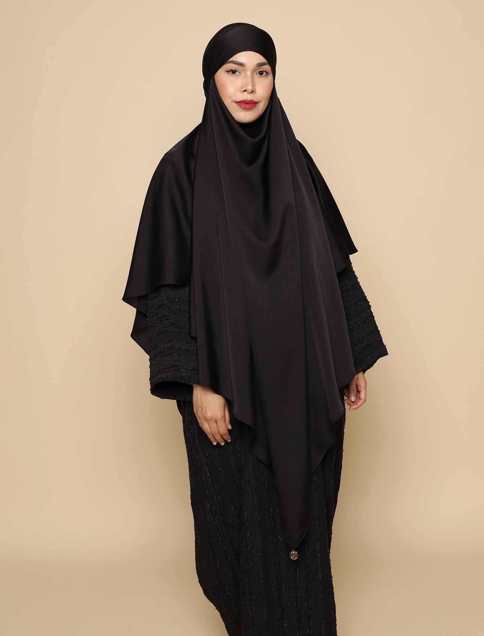 Khimar Matte Satin Silk - Black
