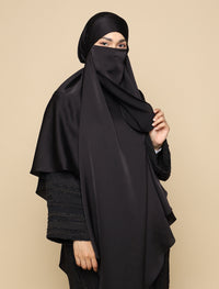 Khimar Matte Satin Silk - Black