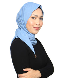 Patterned Crepe Tri Scarf - Blue