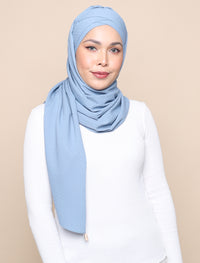 Lux Turban Patterned Crepe Shawl - Blue
