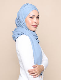 Lux Turban Patterned Crepe Shawl - Blue
