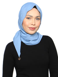 Patterned Crepe Tri Scarf - Blue