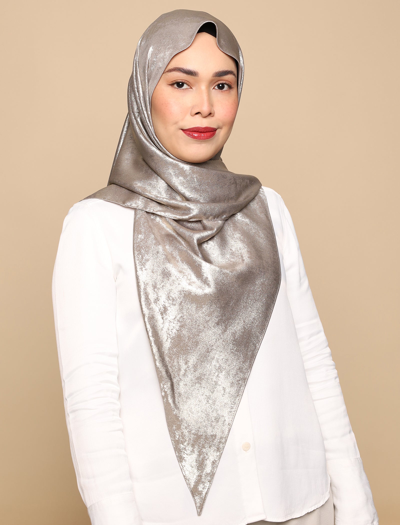 Brushed Metallic Satin Tri Scarf - Brass