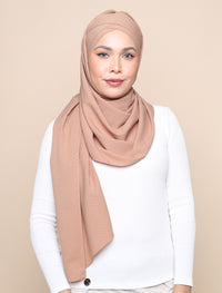 Lux Turban Patterned Crepe Shawl - Buff