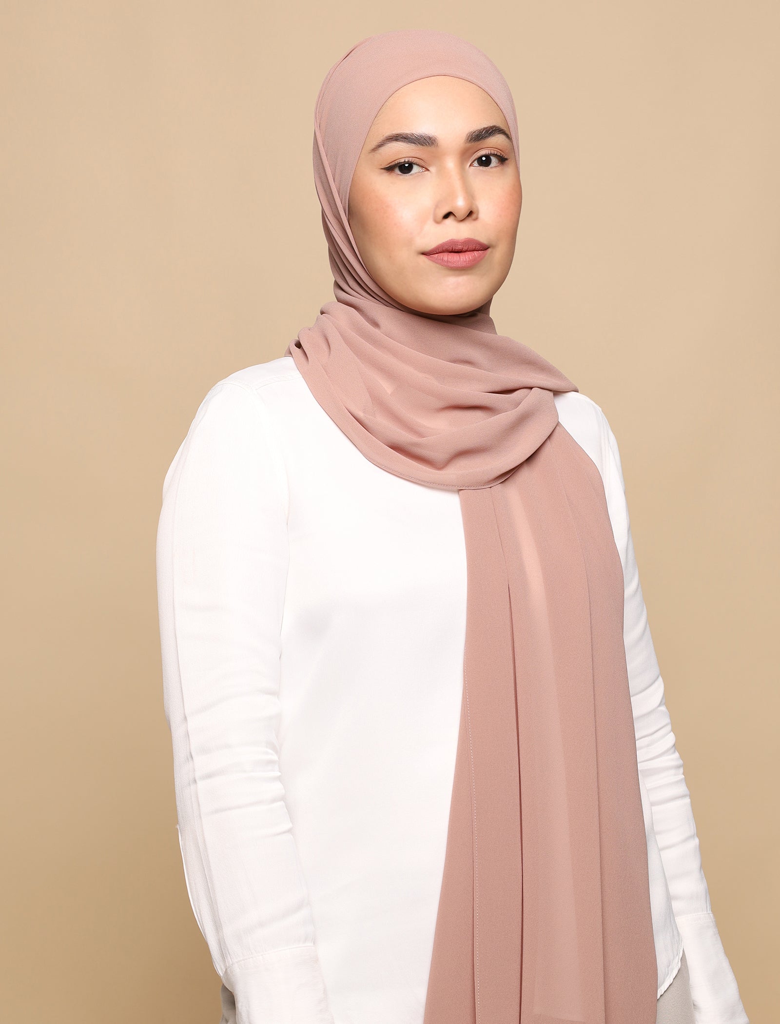 Lux Square Chiffon Shawl - Cafe Aulait
