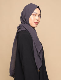 Chiffon Pleats Curve Shawl - Charcoal