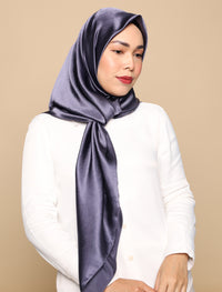 Crushed Satin Silk Square Scarf - Dutch Blue