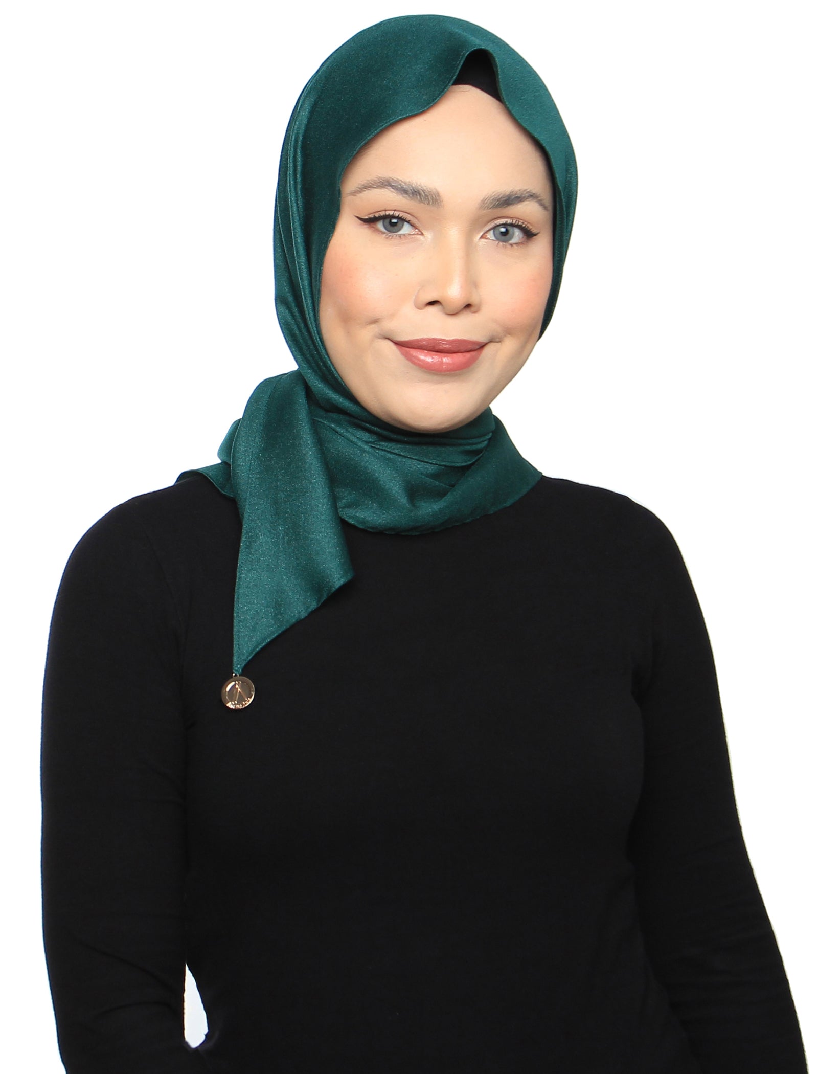 Metallic Satin Tri Scarf - Emerald