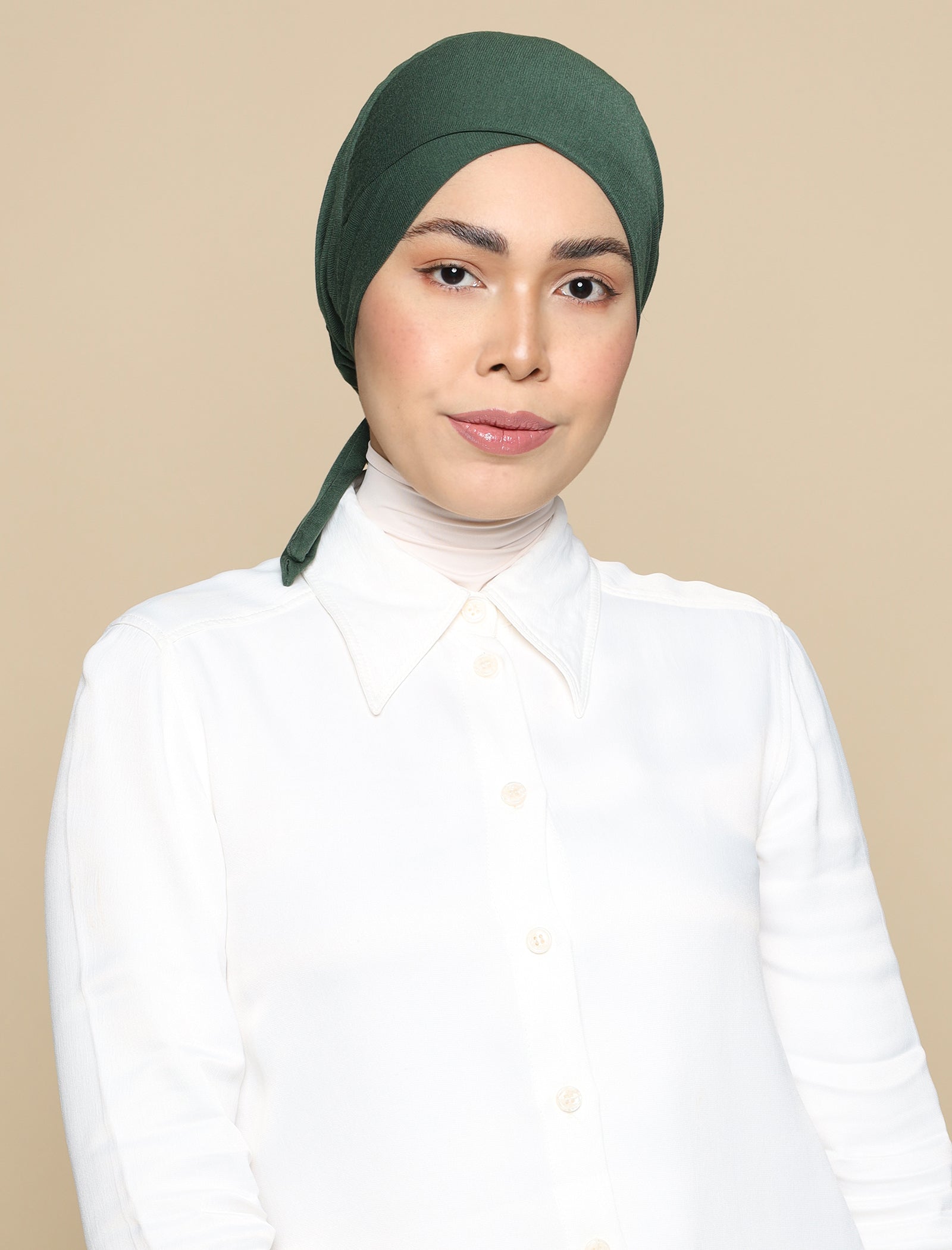 V Bonnet Soft Jersey Underscarf - Forest Green