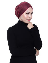 Glitter Gold Knit Turban - Red